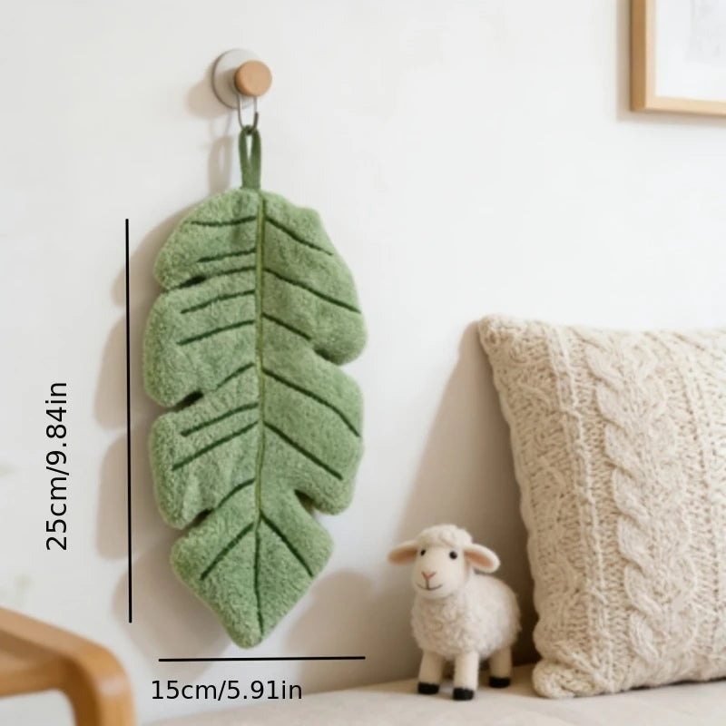 Leaf-Shaped Hand Towel with Hanging Loop