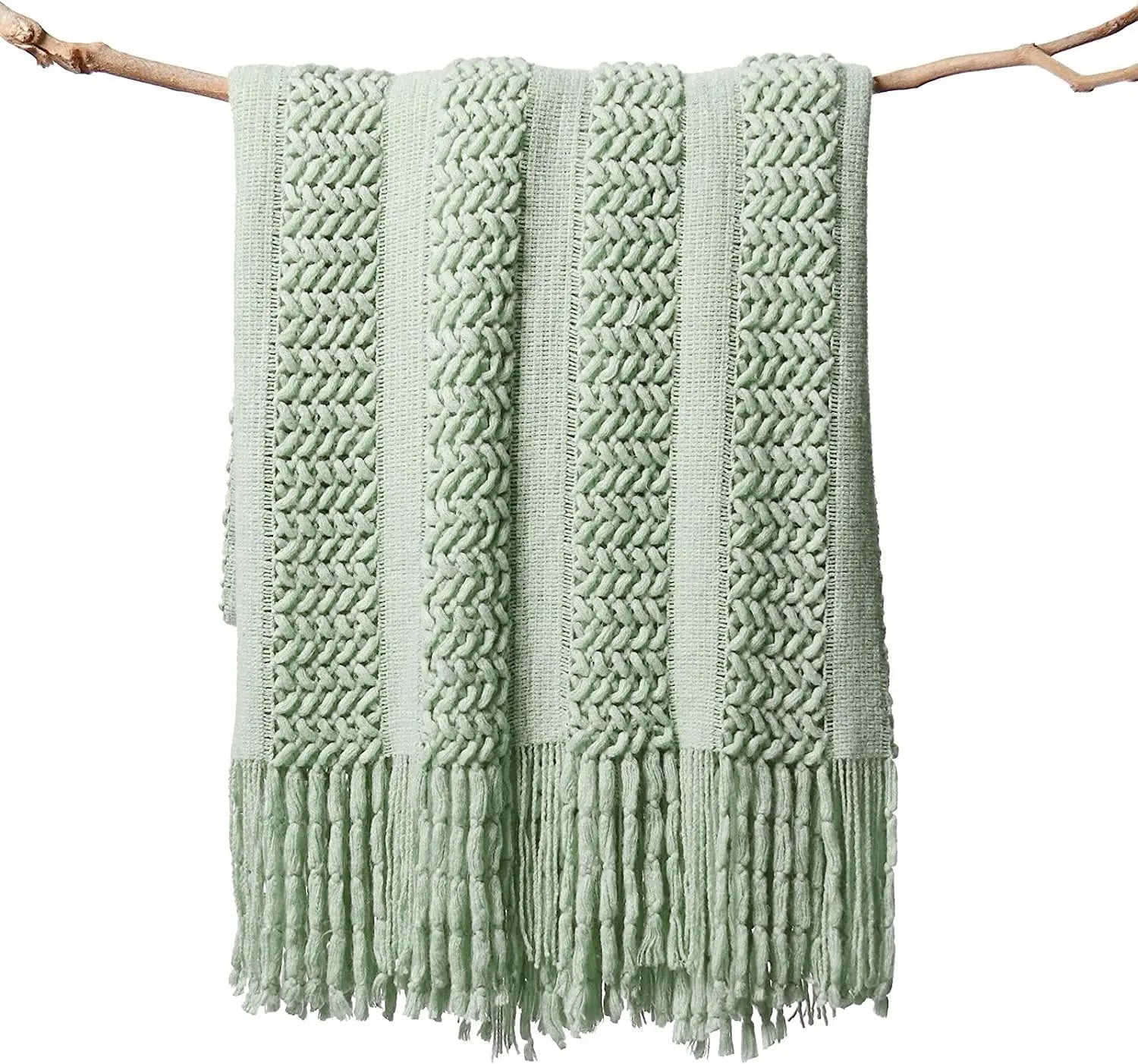 Birchley Knit Throw Blanket with Tassels