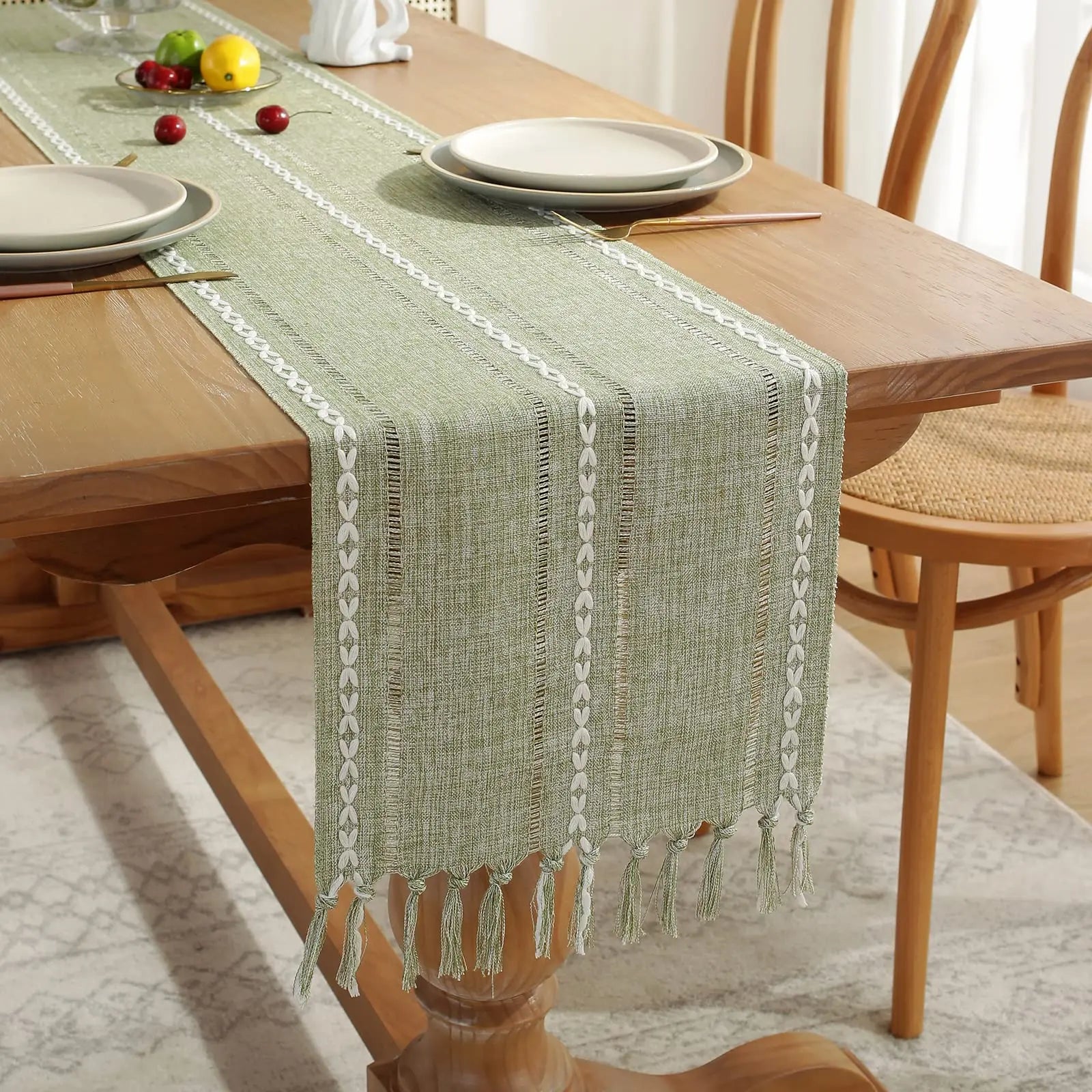 Aldwin Cotton Linen Table Runner with Tassels