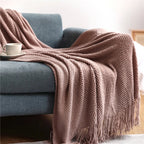 Orlan Knitted Throw Blanket with Tassels