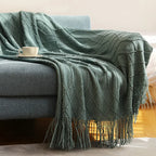 Ashlar Knitted Throw Blanket with Tassels (Copy) remove all but CL
