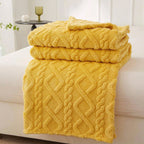 Serene Geometric Coral Fleece Textured Blanket