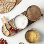 Ceramic Spice Jar Set with Wooden Lids