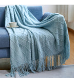 Orlan Knitted Throw Blanket with Tassels
