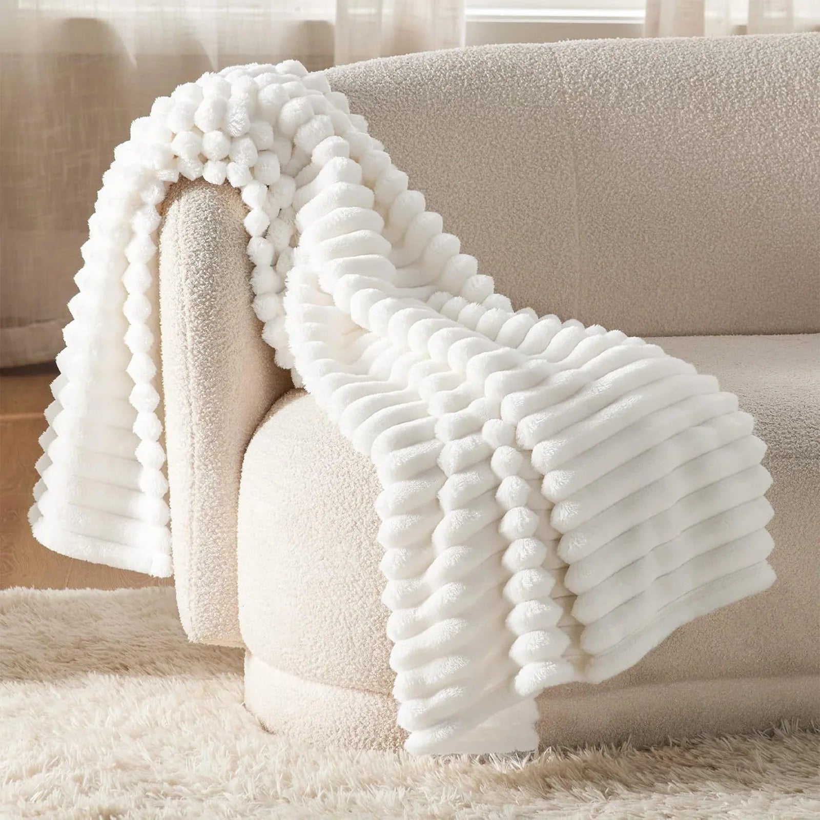 Meadow Soft Textured Coral Fleece Throw Blanket