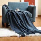 Orlan Knitted Throw Blanket with Tassels