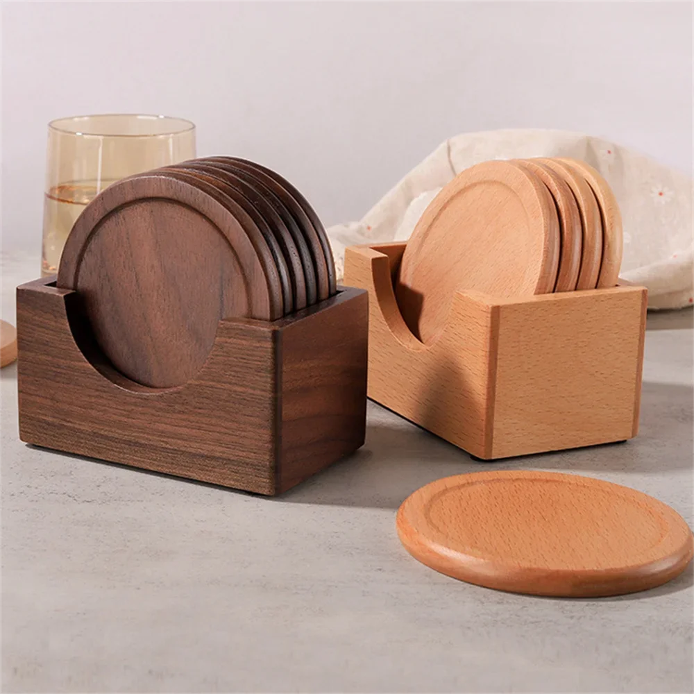 Ashford Wooden Coaster 6 Piece Set with Holder