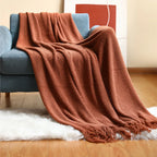 Orlan Knitted Throw Blanket with Tassels