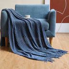 Orlan Knitted Throw Blanket with Tassels
