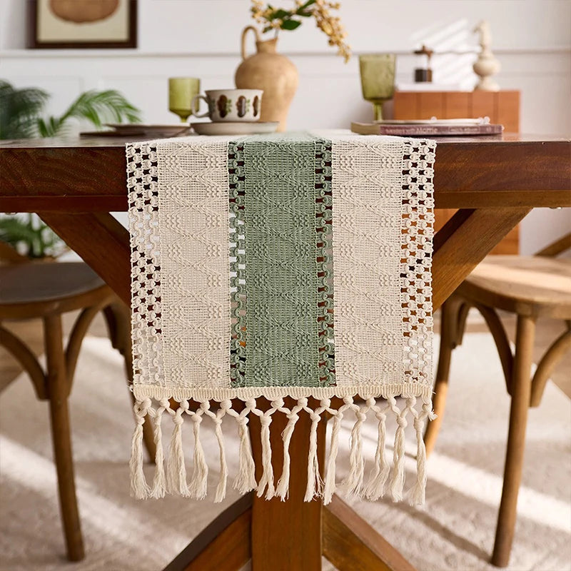 Theron Boho Woven Table Runner with Tassels