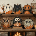 Painted Wood Halloween Tabletop Signs (Set of 6)