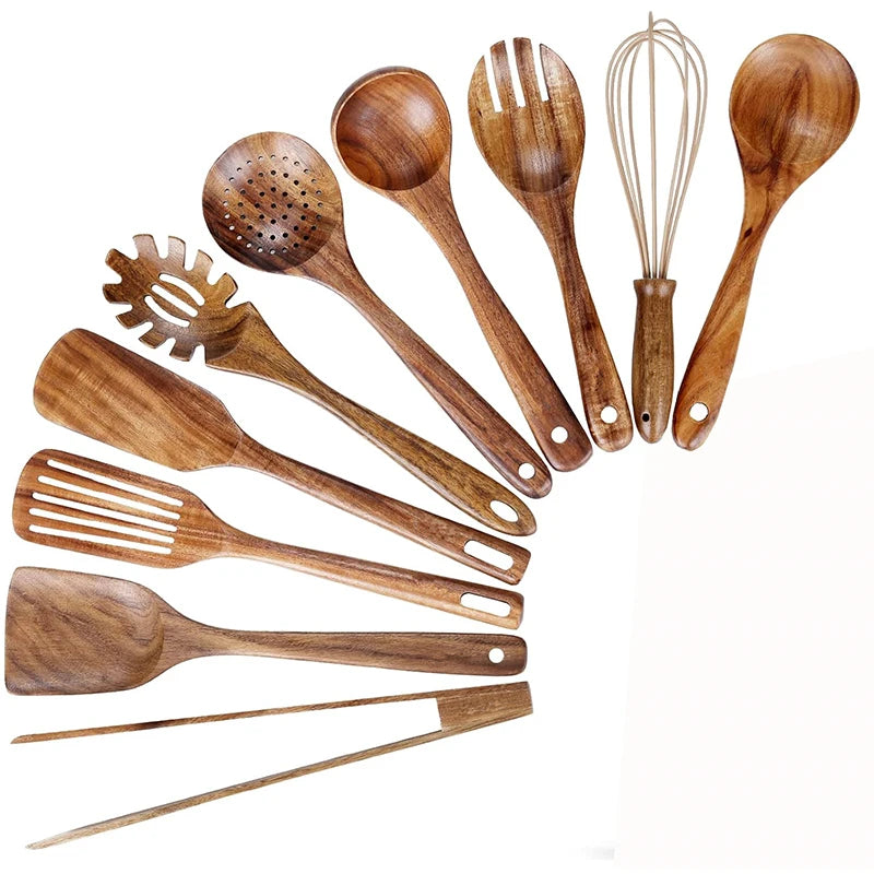 Thornwood Natural Teak Wooden Cooking Utensil Set