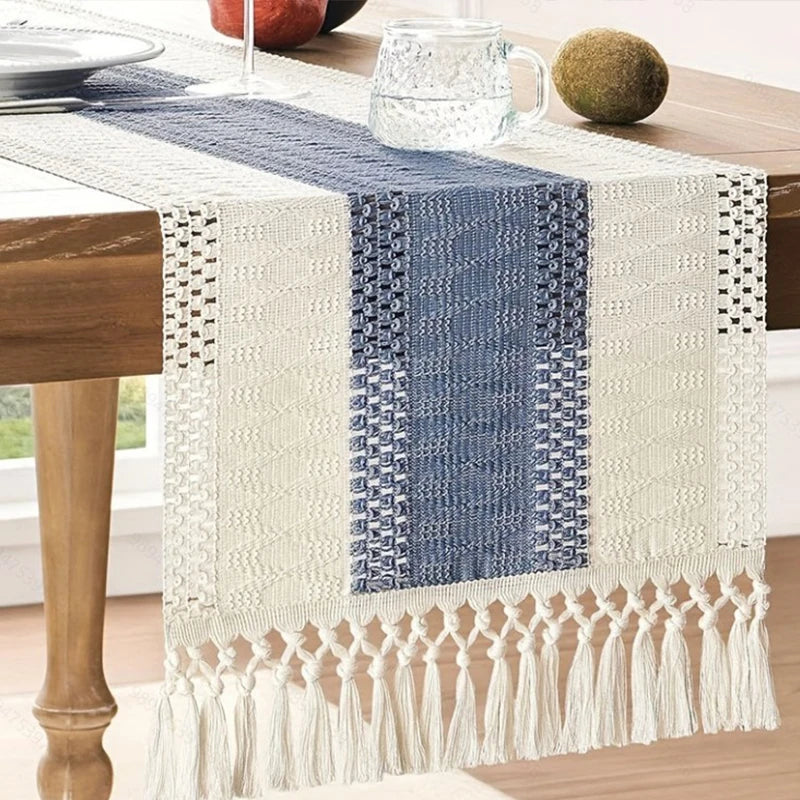 Harlan Woven Linen Table Runner with Tassels