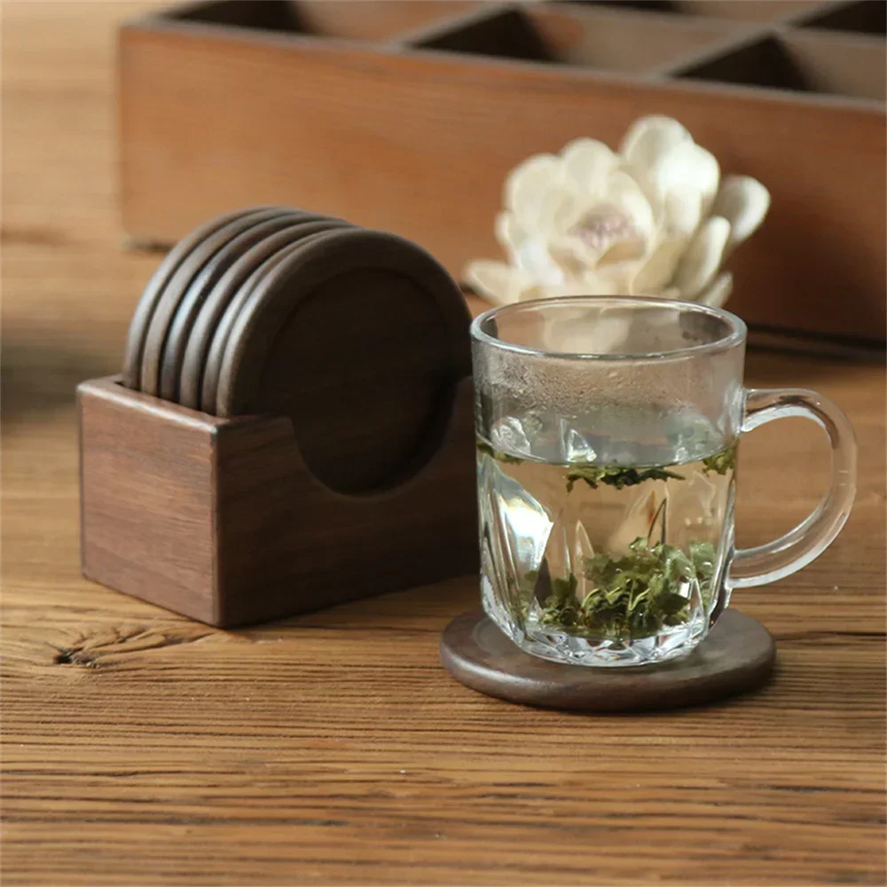 Ashford Wooden Coaster 6 Piece Set with Holder