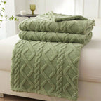 Serene Geometric Coral Fleece Textured Blanket