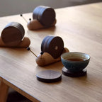 Snailwood Wooden Coaster Set with Snail Holder