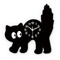 Black Cat Silhouette Wooden Wall Clock