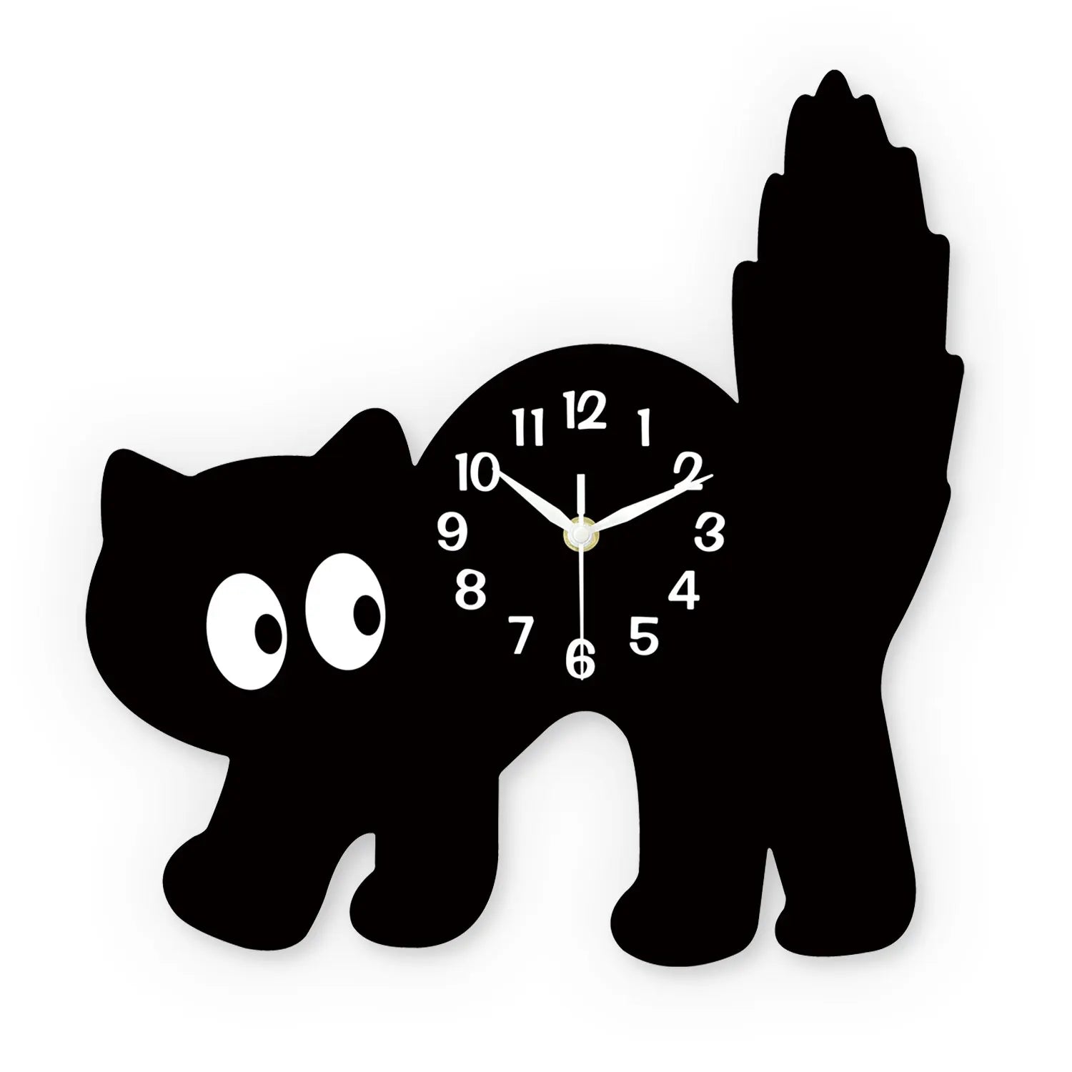 Black Cat Silhouette Wooden Wall Clock