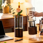 Silas Glass Vase Set with Wooden Base