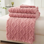 Serene Geometric Coral Fleece Textured Blanket