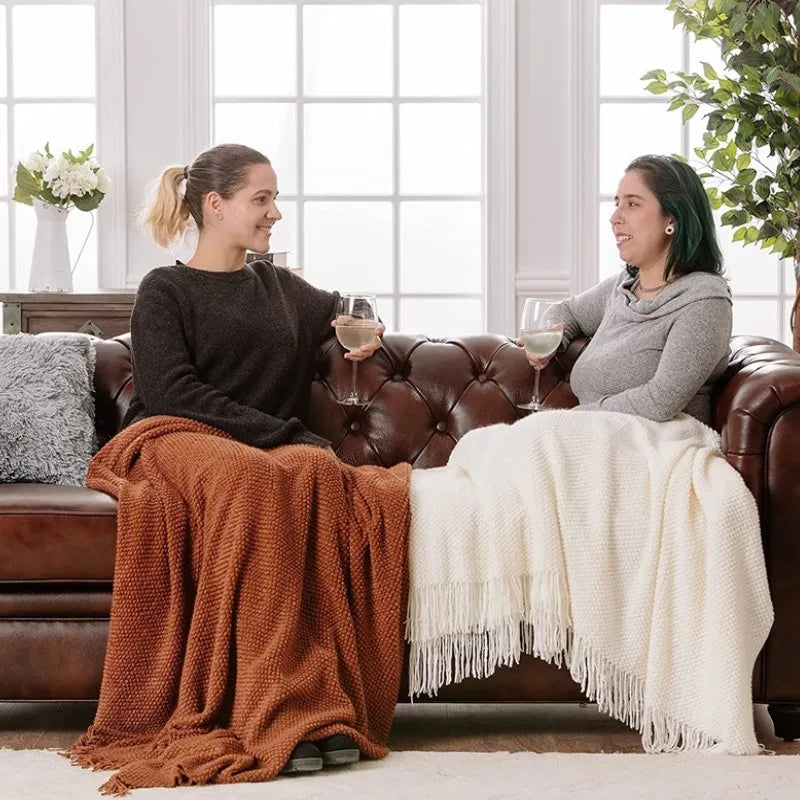 Orlan Knitted Throw Blanket with Tassels