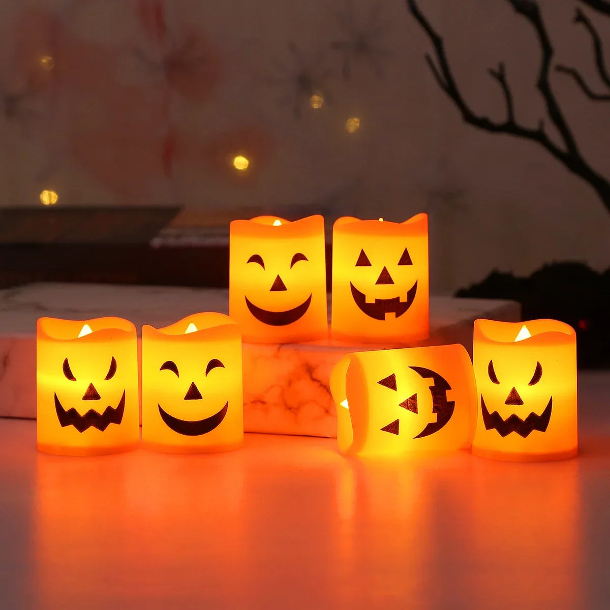 LED Flameless Halloween Jack-O'-Lantern Candle Lights