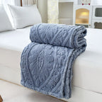 Cascade Plush Floral Textured Throw Blanket