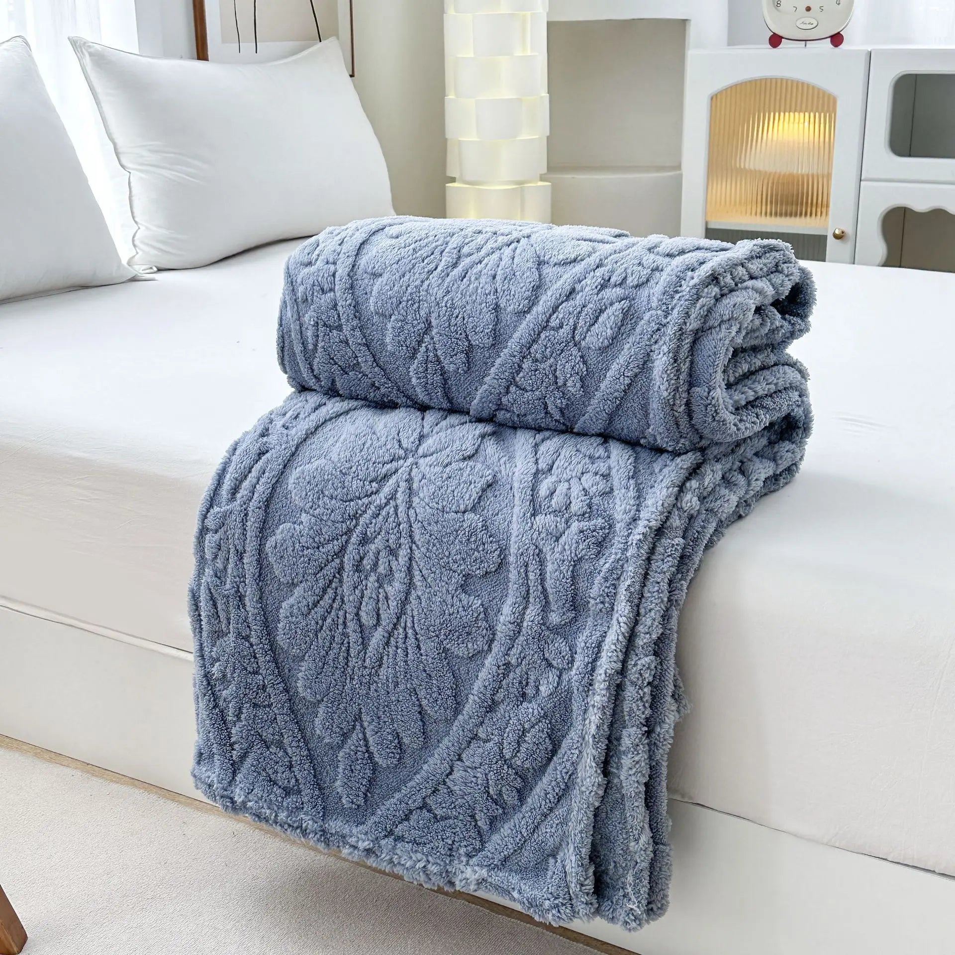 Cascade Plush Floral Textured Throw Blanket