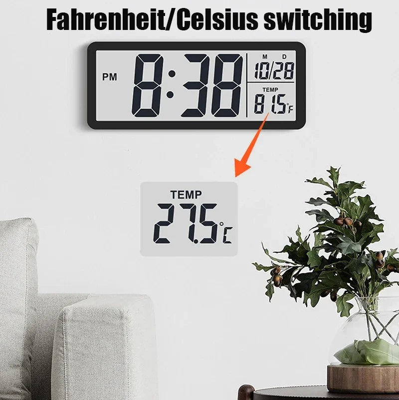 Tempo Digital LCD Clock with Date and Temperature Display