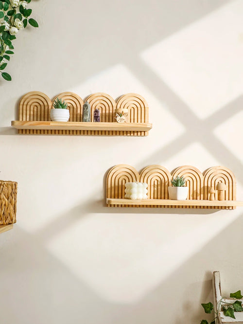 Arched Wooden Wall-Mounted Display Shelf