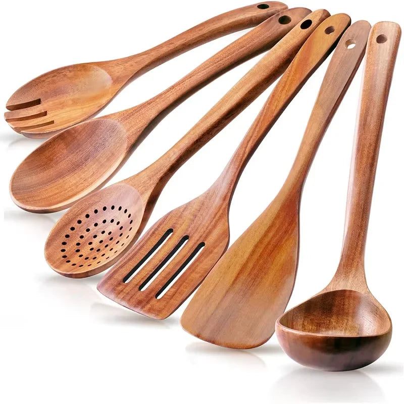 Thornwood Natural Teak Wooden Cooking Utensil Set