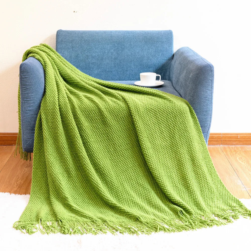 Orlan Knitted Throw Blanket with Tassels