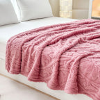 Cascade Plush Floral Textured Throw Blanket