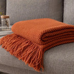 Orlan Knitted Throw Blanket with Tassels