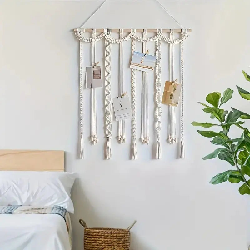 Paloma Macrame Boho Hanging Wall Photo Display