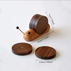 Snailwood Wooden Coaster Set with Snail Holder