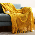 Orlan Knitted Throw Blanket with Tassels