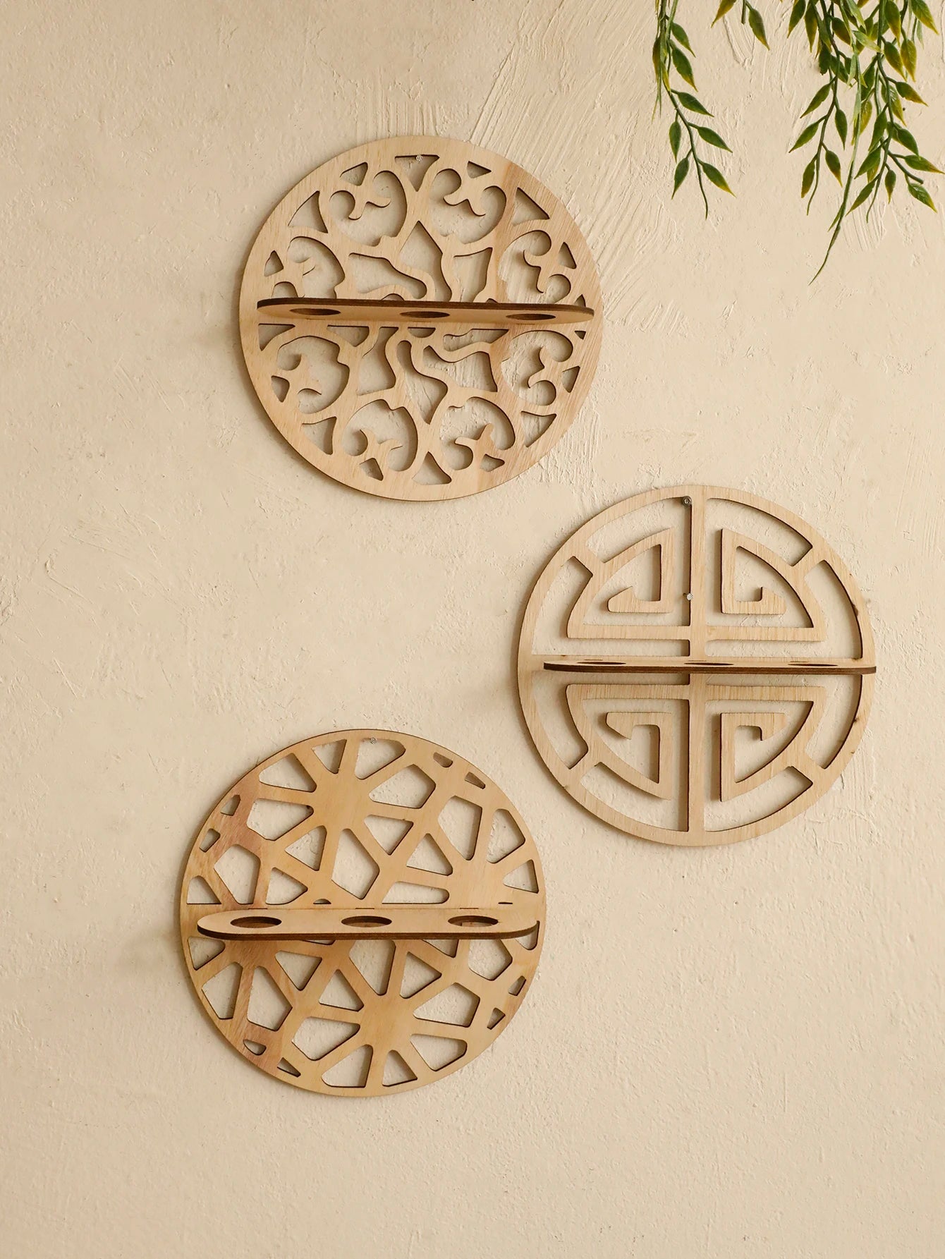 Harmon Geometric Wall-Mount Wood Plant Propagation Vase Rack