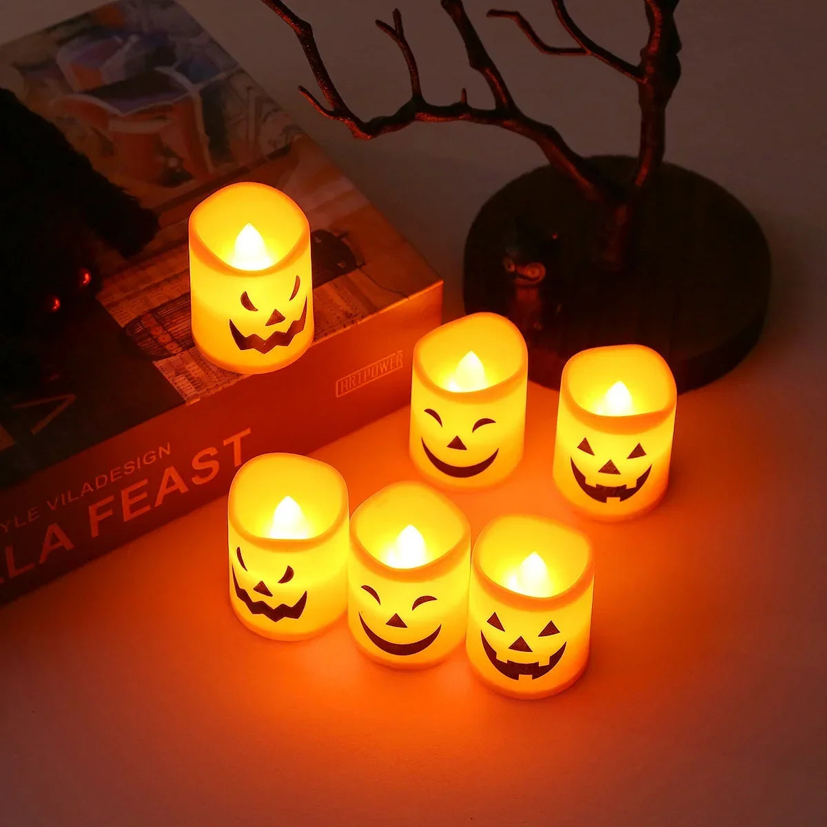 LED Flameless Halloween Jack-O'-Lantern Candle Lights