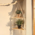 Briar Boho Macrame Triangle Floating Wall Shelf