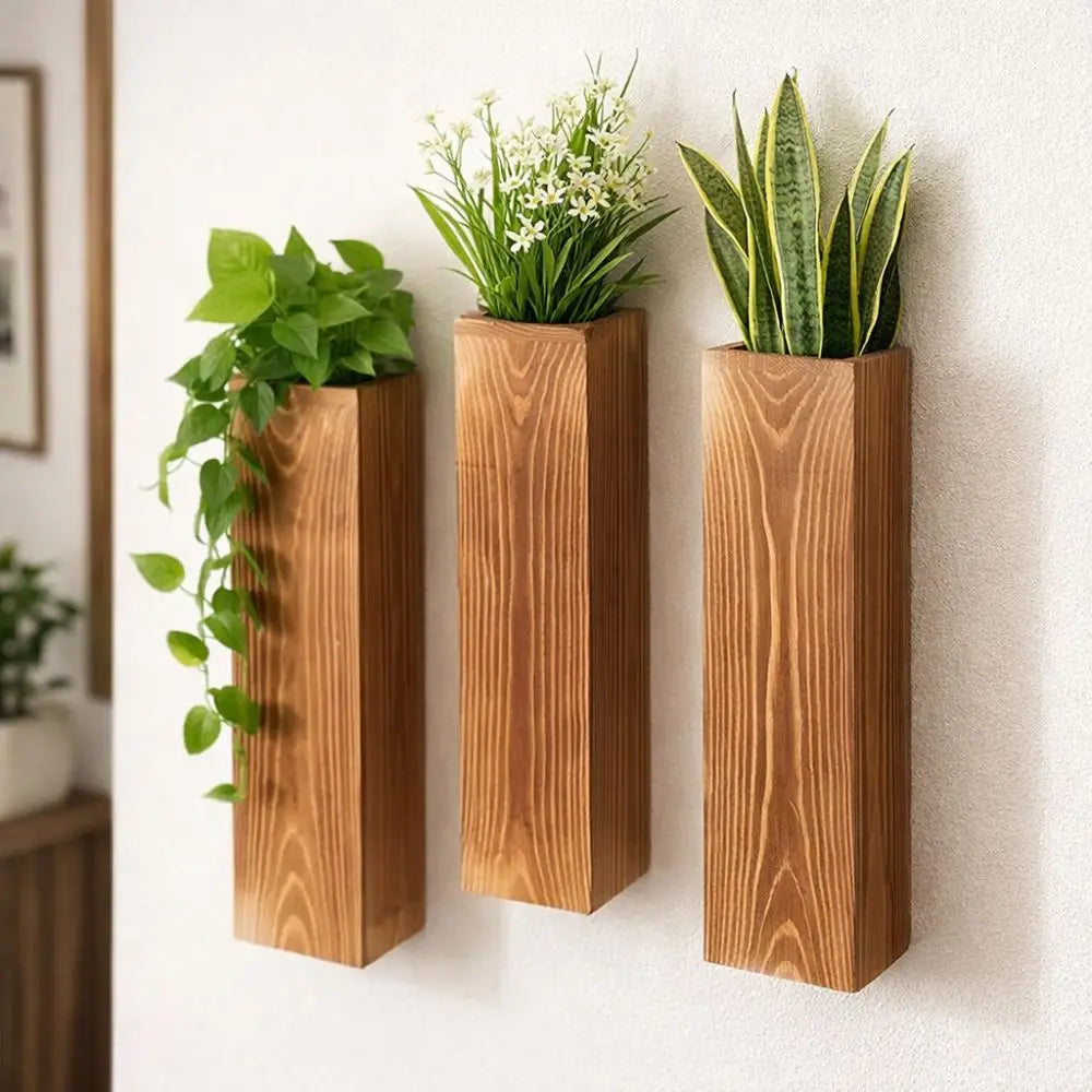 Caspian Wood Wall Farmhouse Planters