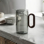 Smoked Glass Mug with Wooden Handle