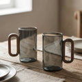 Smoked Glass Mug with Wooden Handle