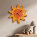 10 inch wood clock styled in a warm home setting