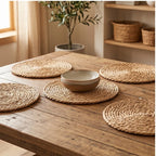 4pcs 4pcs Round Rattan Placemats, Durable & Easy-Clean for Home Dining, Wedding Decor lifestyle photo - 3