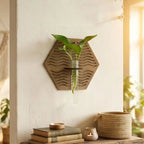 TK-MS8057 wood vase styled in a warm home setting