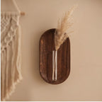 Long - Small wood vase styled in a warm home setting - 2