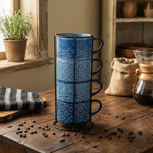 Azure Stackable Mug Set