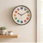 a clock styled in a warm home setting