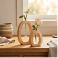2 Piece Set Wooden Hydroponic Plant Vases With Reative Glass Tube Containers Decorative Vase For  Office Workspace Home Living Room wooden vases styled in a warm home setting